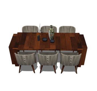 现代简约餐桌椅草图大师模型，餐桌椅skb文件