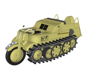 德国SdKfz-2轻型半履带车su模型，轻型半履带车草图大师模型下载