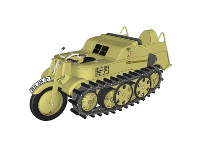 德国SdKfz-2轻型半履带车su模型，轻型半履带车草图大师模型下载