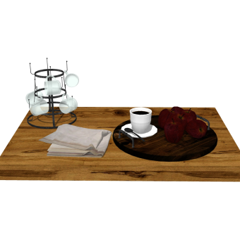 茶杯水果托盘摆件草图大师模型,现代装饰品su模型下载