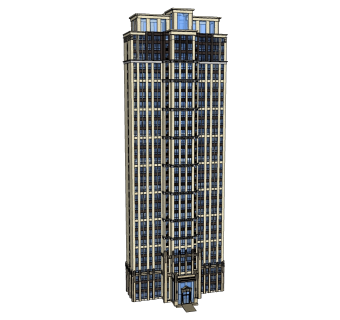 欧式高层住宅楼草图大师模型，住宅楼su模型下载