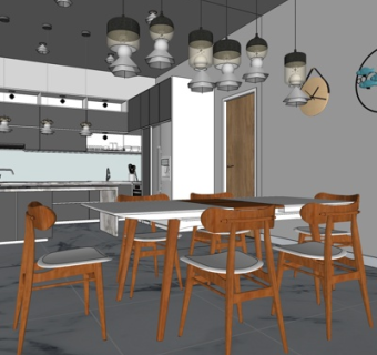 精品中式厨房su模型集下载