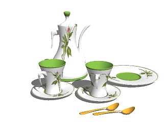 现代茶壶<em>茶杯</em>草图大师模型，茶具sketchup模型