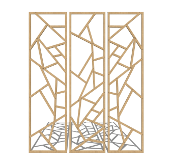 现代简约屏风草图大师模型，屏风隔断sketchup模型下载
