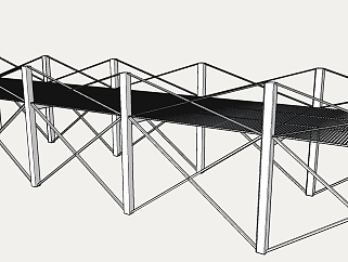 现代<em>钢结构</em>高架桥草图大师模型，高架桥SU模型下载