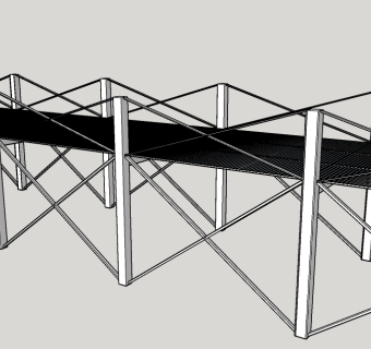 现代钢结构高架桥草图大师模型，高架桥SU模型下载