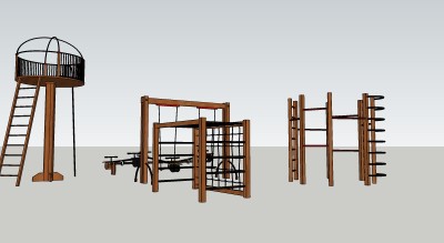 现代户外健身器材草图大师模型，健身器材sketchup模型