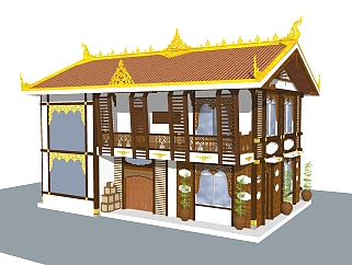新中式藏式建筑草图大师模型，古建民俗sketchup模型免费下载