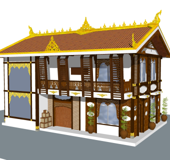 新中式藏式建筑草图大师模型，古建民俗sketchup模型免费下载