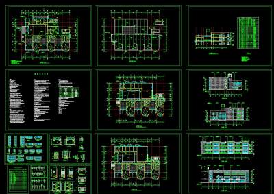 幼儿园cad建筑图纸，幼儿园平面立面图下载