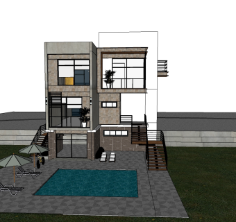 现代别墅su模型，别墅sketchup模型下载