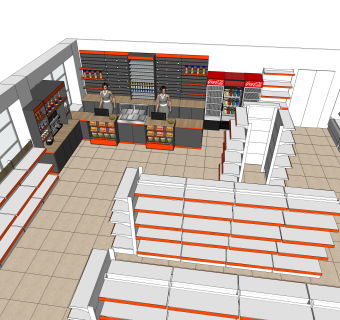 现代超市便利店草图大师模型，超市su模型下载