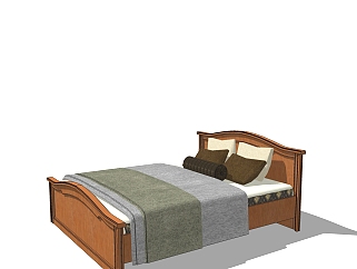 <em>现代双人</em>床免费su模型，<em>双人</em>床skp模型下载