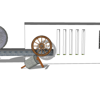 中式景观墙SU模型下载，景观墙skb模型分享