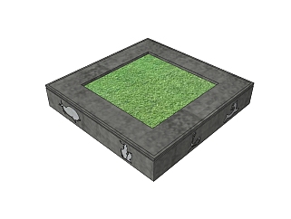 现代方形树池sketchup模型免费下载，树池坐凳skb模型...
