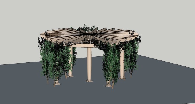 藤蔓木亭SU模型下载，木亭草图大师模型