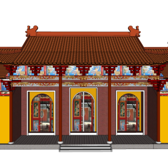 佛教寺庙草图大师模型下载、佛教寺庙su模型下载