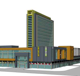 现代高层办公楼草图大师模型，高层办公楼sketchup模型免费下载