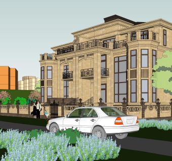 欧式别墅su模型下载、欧式别墅草图大师模型下载