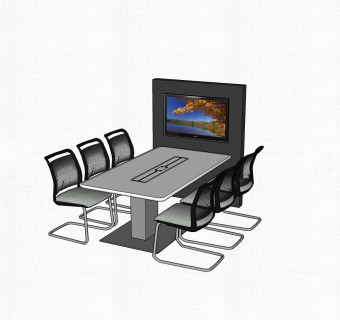 会议桌草图大师模型，会议桌sketchup模型，会议桌su素材下载