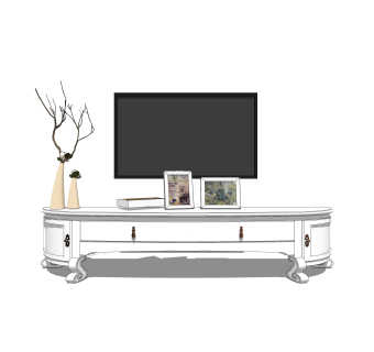 欧式电视柜草图大师模型，电视柜SKP模型下载