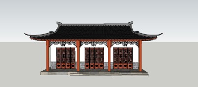 中式古建草图大师模型，古建sketchup模型