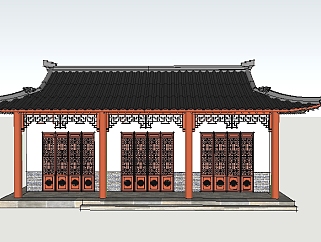 中式古建草图大师模型，古建sketchup模型