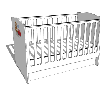 现代简约婴儿床草图大师模型，婴儿床skb文件下载