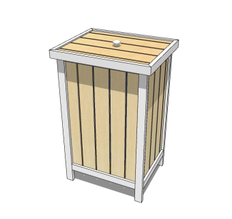 现代简约木制垃圾桶SU模型下载，垃圾桶草图大师模型