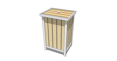 现代简约木制垃圾桶SU模型下载，垃圾桶草图大师模型