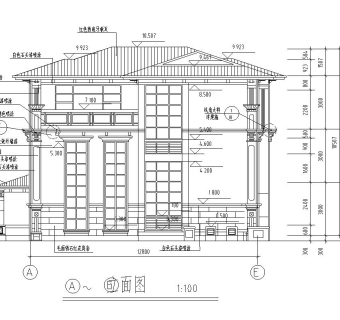 欧式风格三层独栋别墅建筑施工图