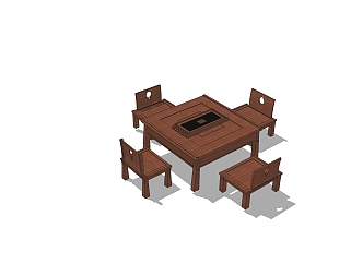 现代实木会议桌su模型，会议桌sketchup模型下载
