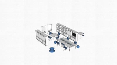 现代隔断办公桌草图大师模型，办公桌skp模型下载