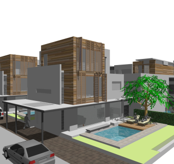 现代别墅外观草图大师模型，别墅外观sketchup模型免费下载