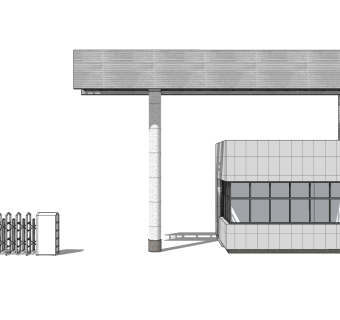 现代岗亭SU模型，岗亭SKB文件下载