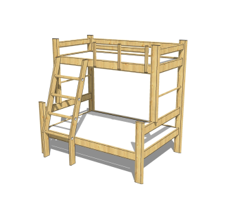 现代儿童床草图大师模型，儿童床su模型下载