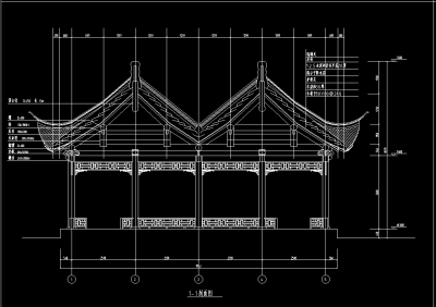中式木结构六角连亭cad施工图，景观亭cad竣工图下载