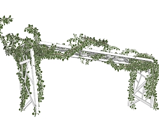 葡萄<em>藤</em>花架sketchup模型，花棚景观植物skp文件下载