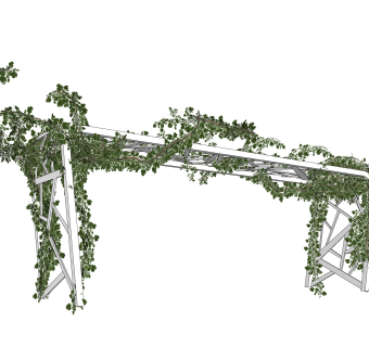 葡萄藤花架sketchup模型，花棚景观植物skp文件下载