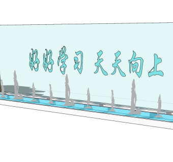 现代景观墙skp文件下载，景观墙SU模型