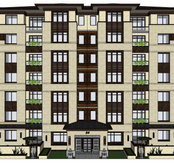 欧式公寓sketchup模型，公寓草图大师模型下载