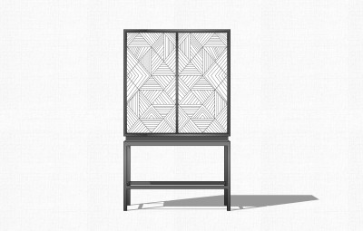 现代轻奢装饰柜单柜草图大师模型，玄关柜sketchup模型免费下载