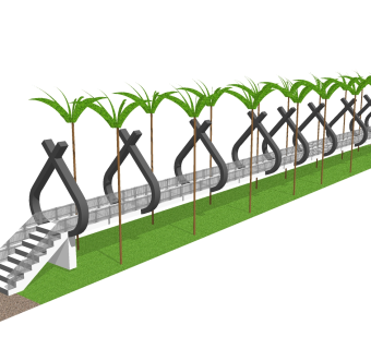 现代人行天桥草图大师模型，人行天桥sketchup模型免费下载