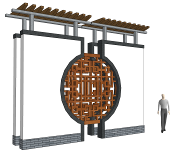 新中式景墙sketchup模型下载
