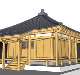日式古建庙宇草图大师模型下载、古建庙宇su模型下载