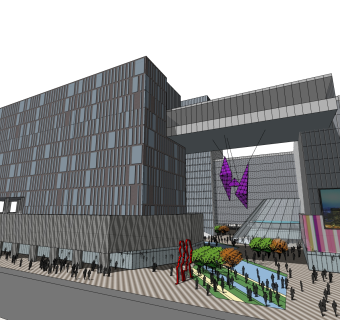 现代高层办公楼草图大师模型，高层办公楼sketchup模型免费下载