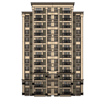 新古典住宅楼草图大师模型，住宅楼su模型下载