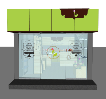 现代店面草图大师模型，店面SKB文件下载