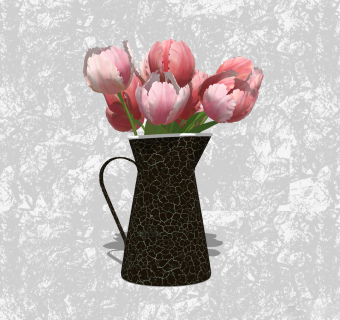 郁金香插花艺草图大师模型，花瓶艺术装饰sketchup模型下载