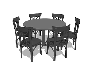<em>现代圆形</em>餐桌椅免费su模型，圆形餐桌椅sketchup模型...